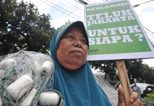 Nelayan Muara Angke demo tolak reklamasi Teluk Jakarta