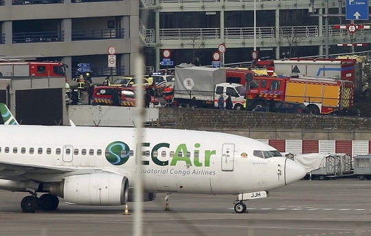 Begini hancurnya bandara dan stasiun di Belgia usai dibom