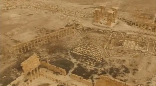 Kehancuran kota kuno bersejarah Palmyra dilihat dari udara