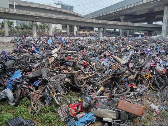 Begini kepolisian China simpan motor-motor hasil sitaan