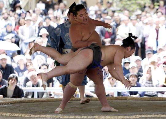 Melihat turnamen Sumo tahunan di Jepang
