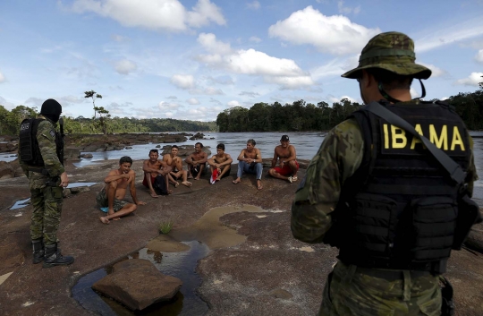 Aksi petugas bersenjata Brasil buru penambang liar di Hutan Amazon