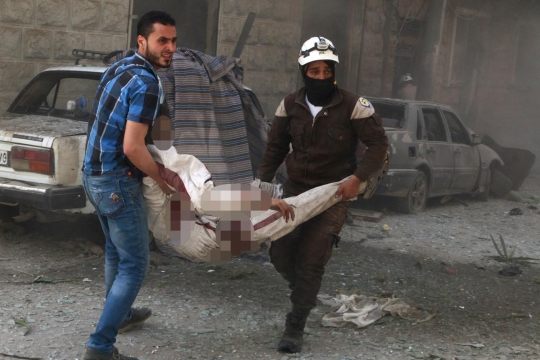 Kepanikan warga Suriah kembali digempur serangan udara