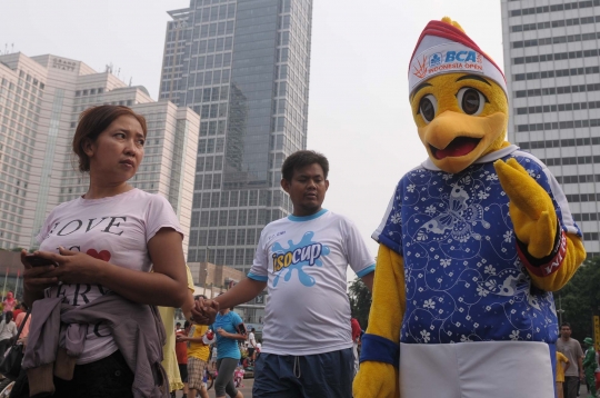 Maskot Indonesia Open 2016 meriahkan Car Free Day di Bundaran HI