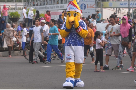 Maskot Indonesia Open 2016 meriahkan Car Free Day di Bundaran HI