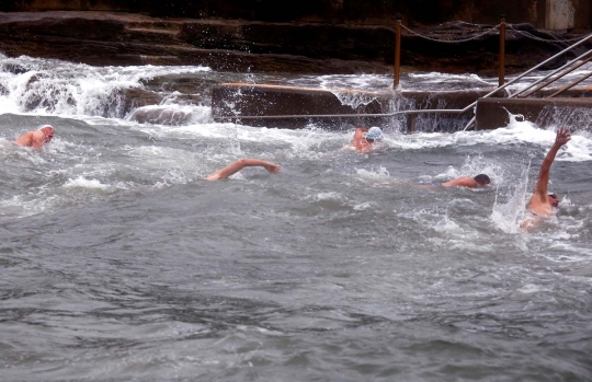 Hobi ekstrem para lansia Australia berenang di laut bersuhu dingin