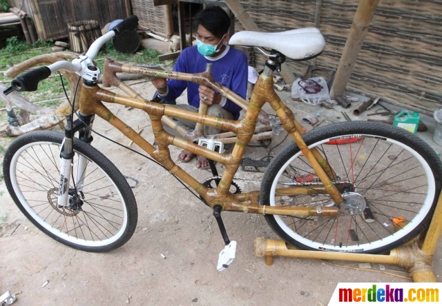 Foto Uniknya sepeda  bambu buatan  Tangsel yang mendunia 