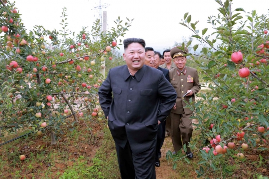 Semringah Kim Jong-un kebun apelnya subur