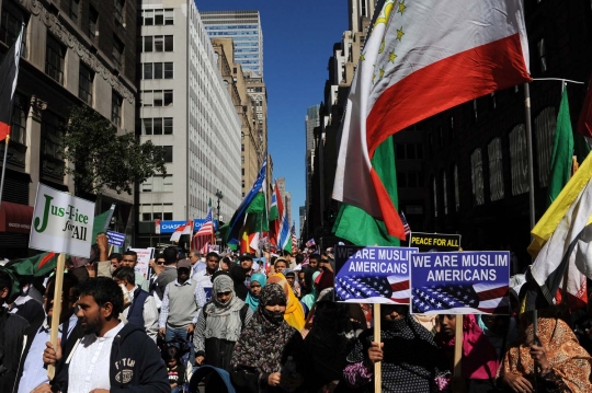 Semarak parade Hari Muslim di New York