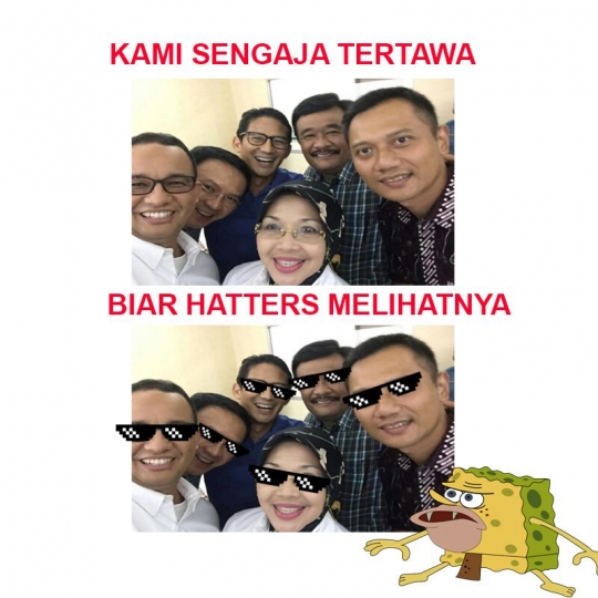 Ekspresi kocak pelaku yang parodikan selfie para kandidat Pilgub DKI