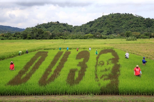 Keren, petani Filipina buat stensil wajah Duterte di sawah