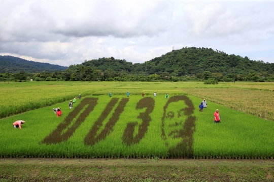 Keren, petani Filipina buat stensil wajah Duterte di sawah