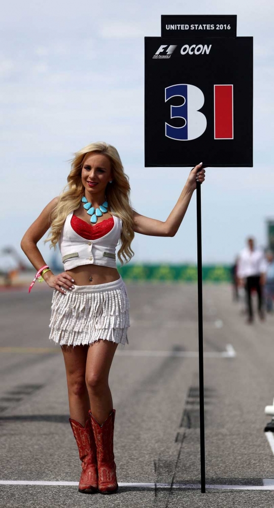 Aksi gadis-gadis grid F1 seksi di GP Amerika