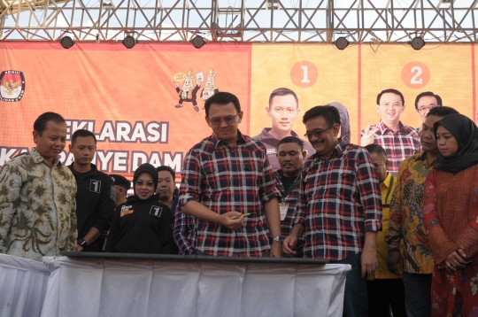 Para pasangan Cagub DKI Jakarta deklarasi Pilkada Damai