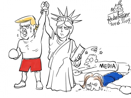 Deretan karikatur ini sindir kemenangan Donald Trump