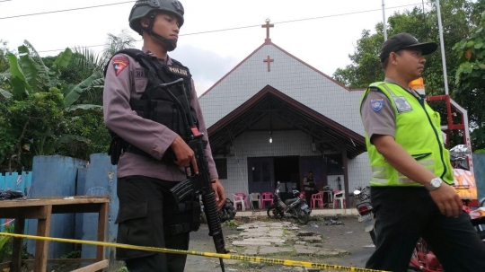 Brimob jaga ketat lokasi peledakan bom gereja di Samarinda