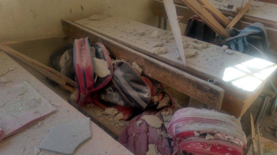 Hancurnya sekolah dihantam serangan rudal pemberontak Suriah