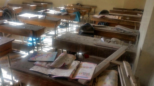Hancurnya sekolah dihantam serangan rudal pemberontak Suriah