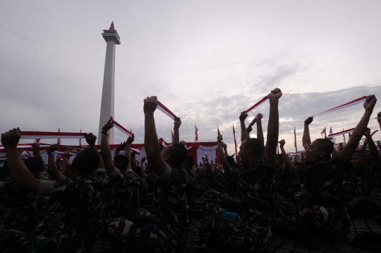 Satu Merah Putih warnai Apel Nusantara Bersatu di Monas