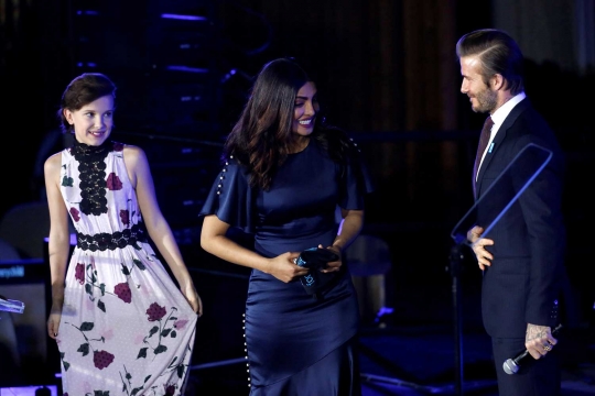 Chopra dan Beckham tampil bersama dalam panggung HUT UNICEF