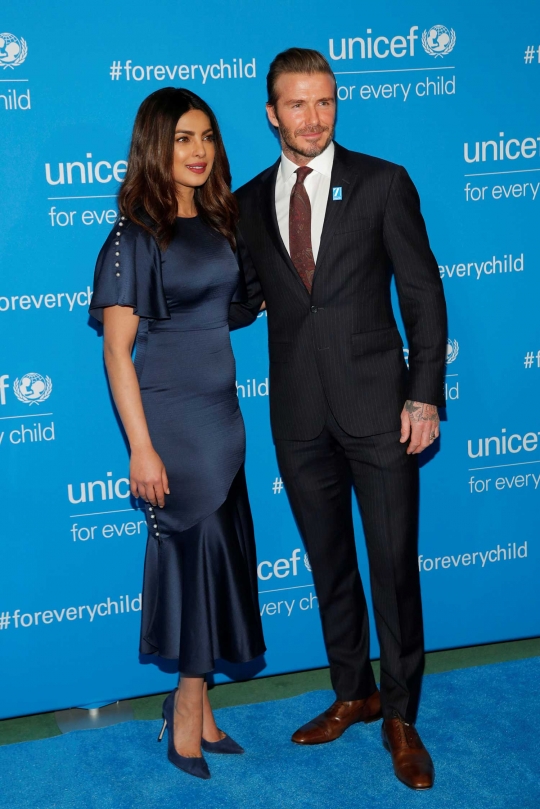 Chopra dan Beckham tampil bersama dalam panggung HUT UNICEF