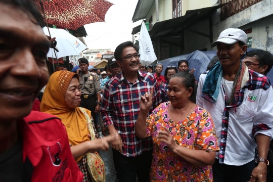 Senyuman Djarot saat kampanye di Cempaka Putih