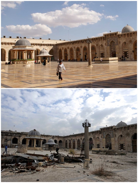 Perbedaan kontras Aleppo sebelum dan sesudah perang