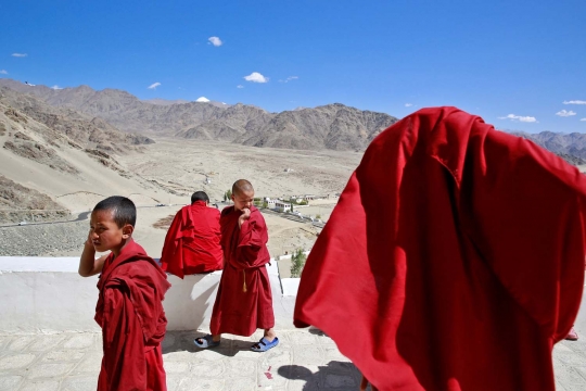 Mengintip biksu cilik perdalam ilmu agama di pegunungan Himalaya