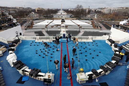 Intip persiapan & gladi resik jelang pelantikan Trump di U.S Capitol