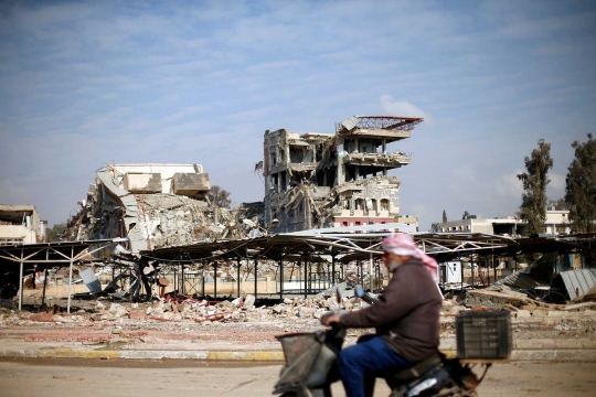 Kondisi kehancuran Universitas Mosul yang hangus dibakar ISIS
