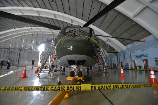 Helikopter AW-101 digaris polisi di Halim