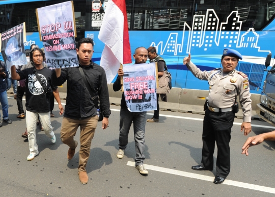 Aksi buruh migran di depan Kedubes Arab diusir aparat