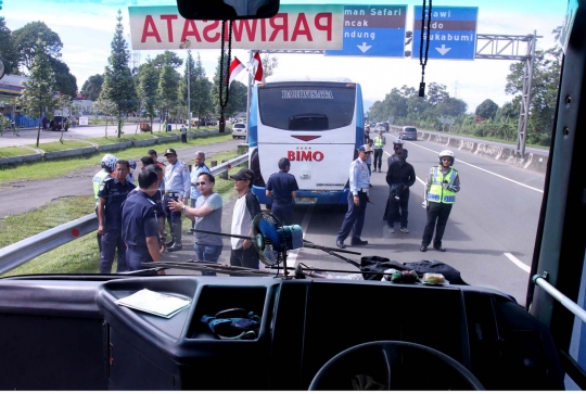 Antisipasi kecelakaan, Polres Bogor razia bus menuju Puncak