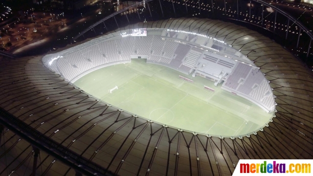 Pandangan udara Stadion Internasional Khalifa di Doha, Qatar (16/5). Salah satu stadion untuk Piala Dunia 2022 Qatar ini telah rampung dibangun. Proyek stadion berkapasitas 40.000 tempat duduk ini rampung lima tahun lebih cepat dari jadwal Piala Dunia.
