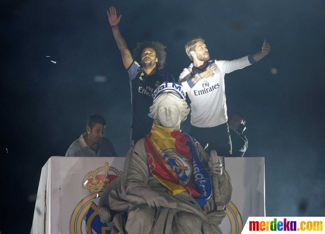 Foto : Pawai juara La Liga Spanyol, pemain Real Madrid 