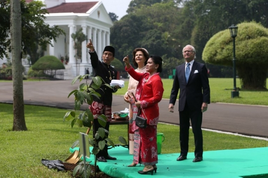 Kunjungi Istana Bogor, Raja Swedia tanam pohon ini