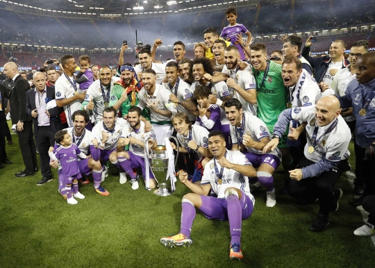 Selebrasi Real Madrid saat menjuarai Liga Champions