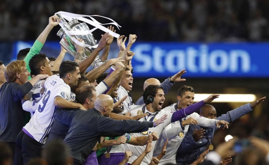 Selebrasi Real Madrid saat menjuarai Liga Champions