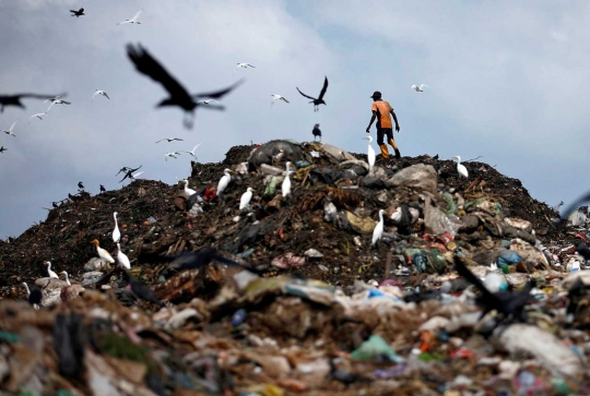 Potret pemandangan gunung sampah di Sri Lanka