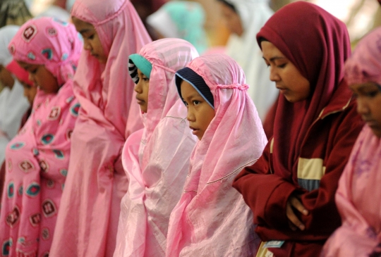 Keceriaan anak-anak yatim bertadarus Alquran di Masjid Al Hurriyyah