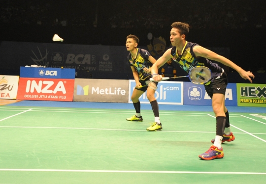 Jatuh bangun ganda putra Indonesia hadapi Denmark di Indonesia Open