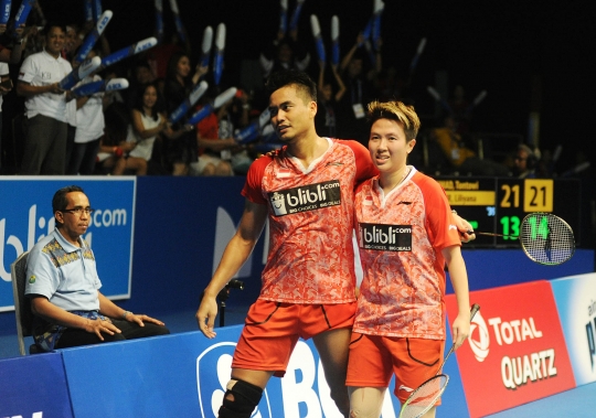 Wajah bahagia Tontowi/Liliyana melaju ke final Indonesia Open