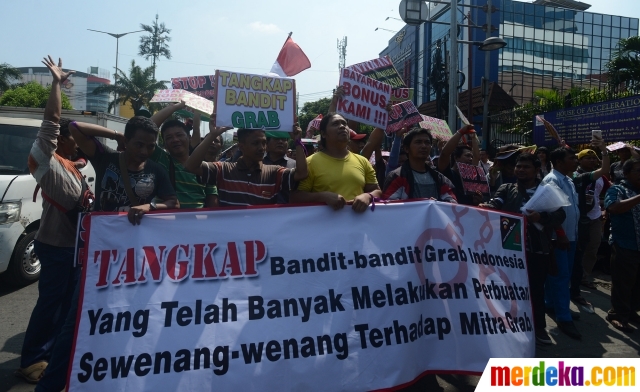 Foto : Aksi sopir Grab demo tuntut pencairan insentif 