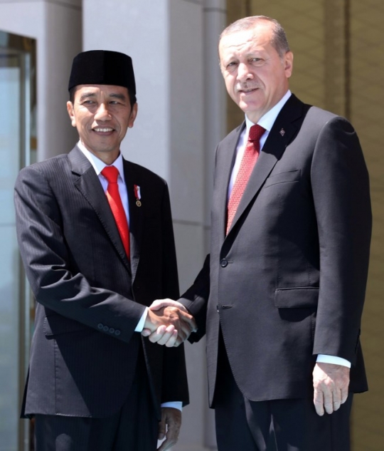 Erdogan sambut hangat kedatangan Jokowi di Turki