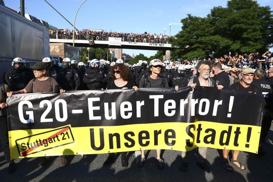 Aksi unjuk rasa besar-besaran 'sambut' KTT G20 di Jerman