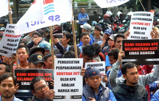 Usut korupsi perpanjangan kontrak, para pekerja JICT geruduk KPK