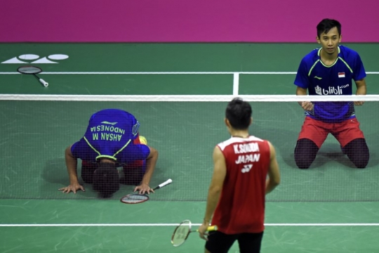 Sujud syukur Ahsan/Rian lolos ke final Kejuaraan Dunia