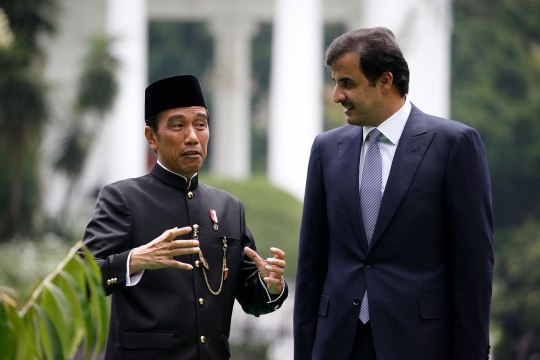 Hangatnya sambutan Jokowi untuk Emir Qatar di Istana Bogor