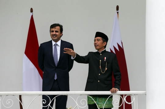 Hangatnya sambutan Jokowi untuk Emir Qatar di Istana Bogor