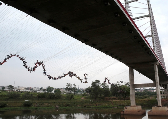 Aksi ratusan warga Brasil lompat dari jembatan